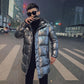 Winter Fashion Trend Glossy Cotton Coat Men's Mid-length Thick Slim Fit All-match Comfortable Jacket