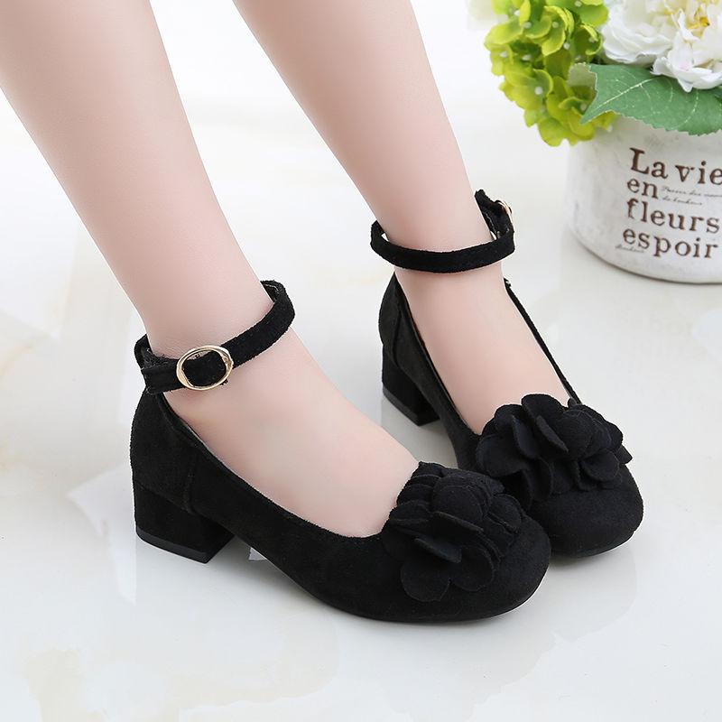 Spring  Autumn Flower Princess Shoes Small High-heeled Children's Shoes Girls Leather Shoes Dance Shoes Children's Large Children's Single Shoes