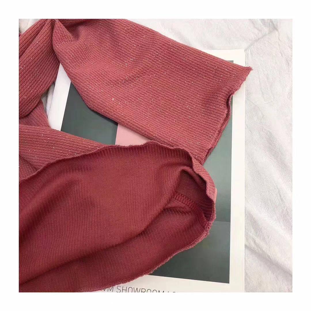 Winter Starry Bottom Shirt Thin Wild Long-sleeve Solid Color Knitted Thin Sweater Outwear
