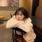 PofuloveV-neck solid sweater jacket women student lazy wind thick pullover sweater women wild