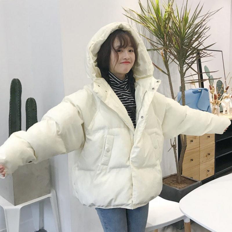 Female Student Winter Clothes Ins Bread Jacket Korean Style Loose BF Short Thick Hooded Cotton Jacket