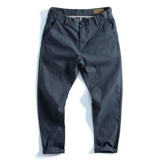 Autumn Men's Loose Straight Casual Pants Natural Washed Fishbone Micro-elastic Overalls Men's Pants