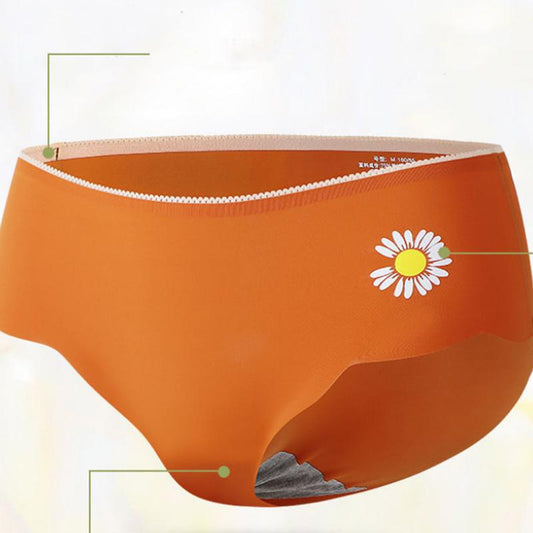 4pc Daisy Underwear Ice Silk Female Traceless Graphene Antibacterial File Silky Breathable Triangle Shorts