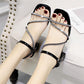 Size 34-39 Women Shiny Slippers Outdoor Bohemian Beach High Heels Wear-resistant Non-slip Office Lady Rhinestone Sexy Sandals