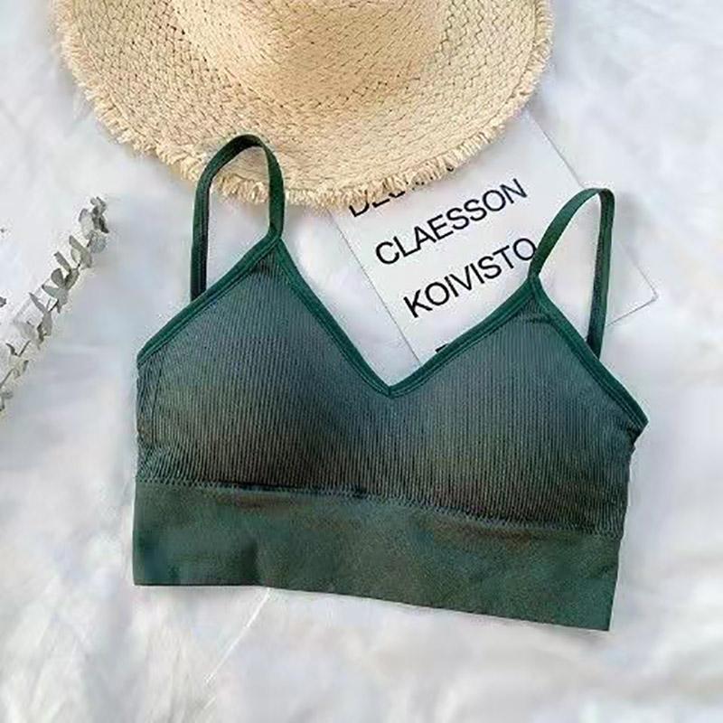 Simple Solid Color Suspender Inside Underwear Cross Style Beautiful Back No Steel Ring Thread Bra Bottomed Vest Bra