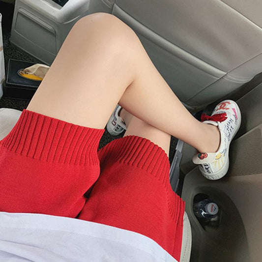 Shorts Women's Plus Size Loose Knit Elastic Waist Pants Casual Students Women Summer Wear Straight High Waist