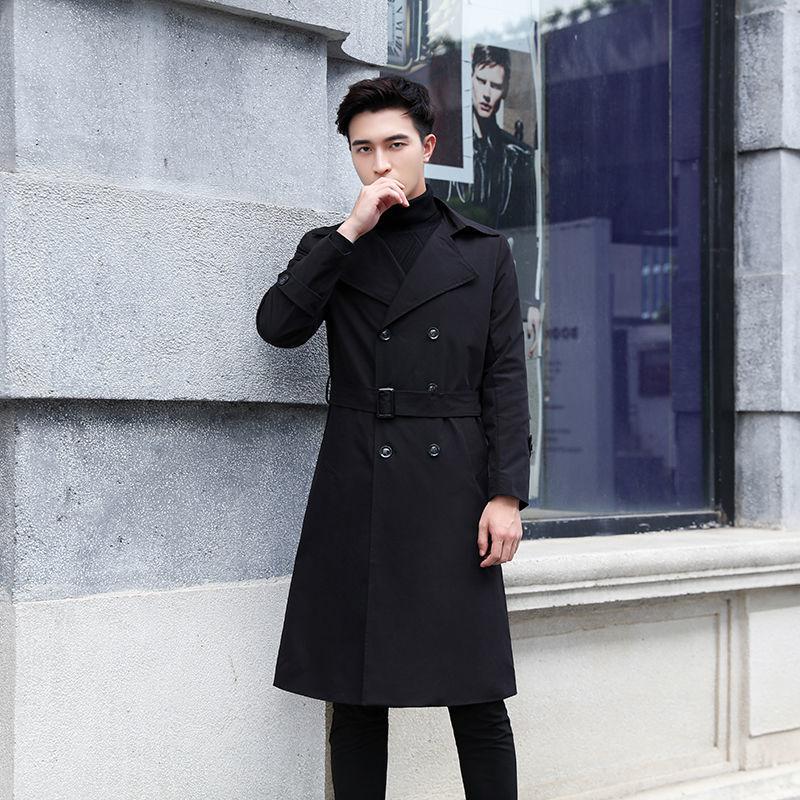 Men's Youth Long Windbreaker 2021 Spring and Autumn New Mid-length Coat Jacket
