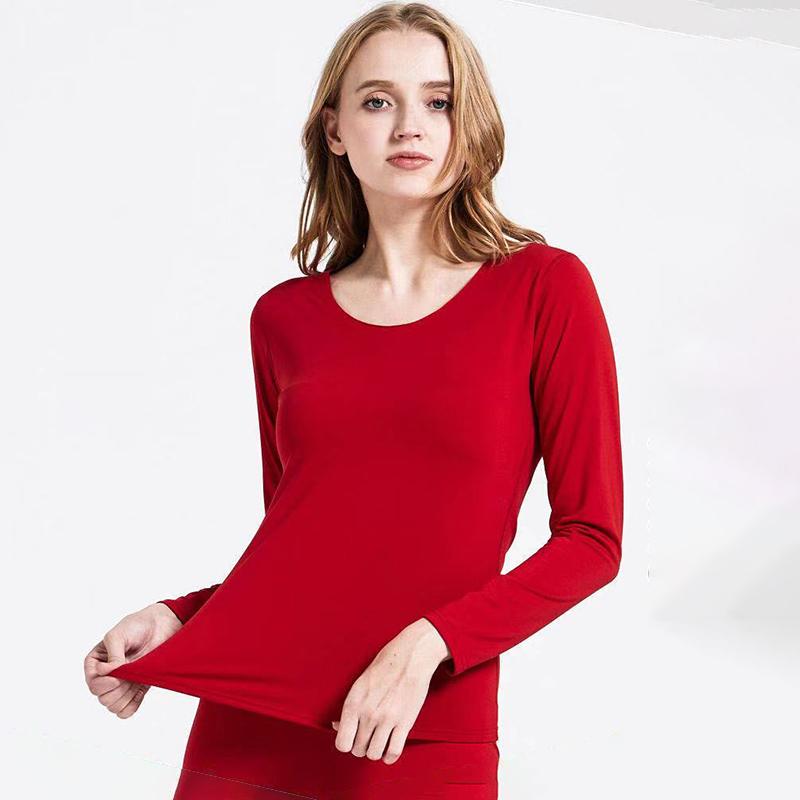 Women Winter Thermal Underwear O-neck Tops Pants Female Autumn Tight Suit Thicken Windproof Comfortable Soft Lining Long Sleeve High Elasticity Slim