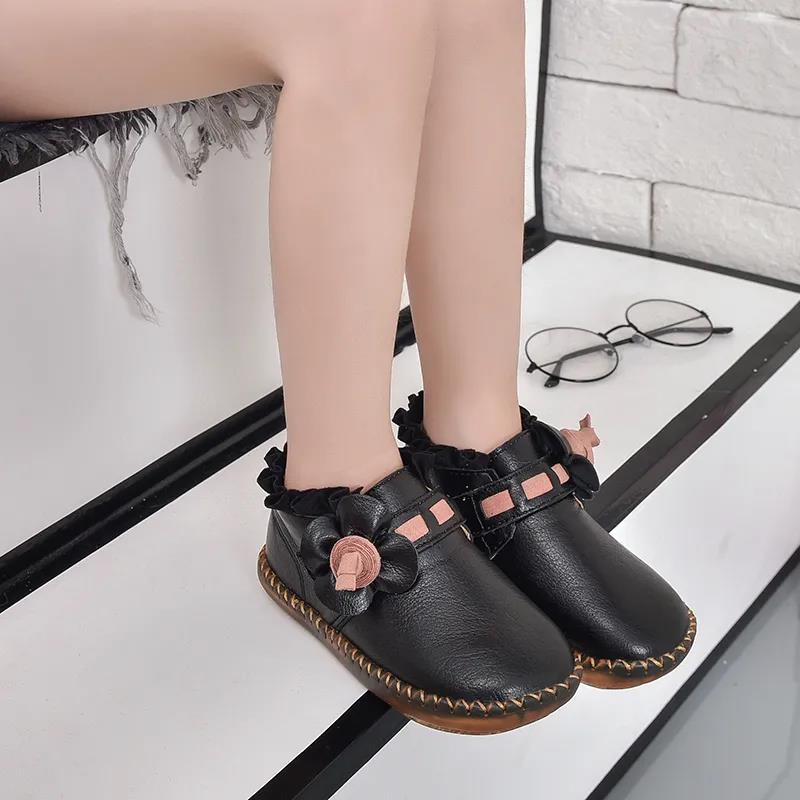 Children's Flat Princess Shoes Girls Spring Autumn Solid Color Flower Decoration Casual Single Shoes