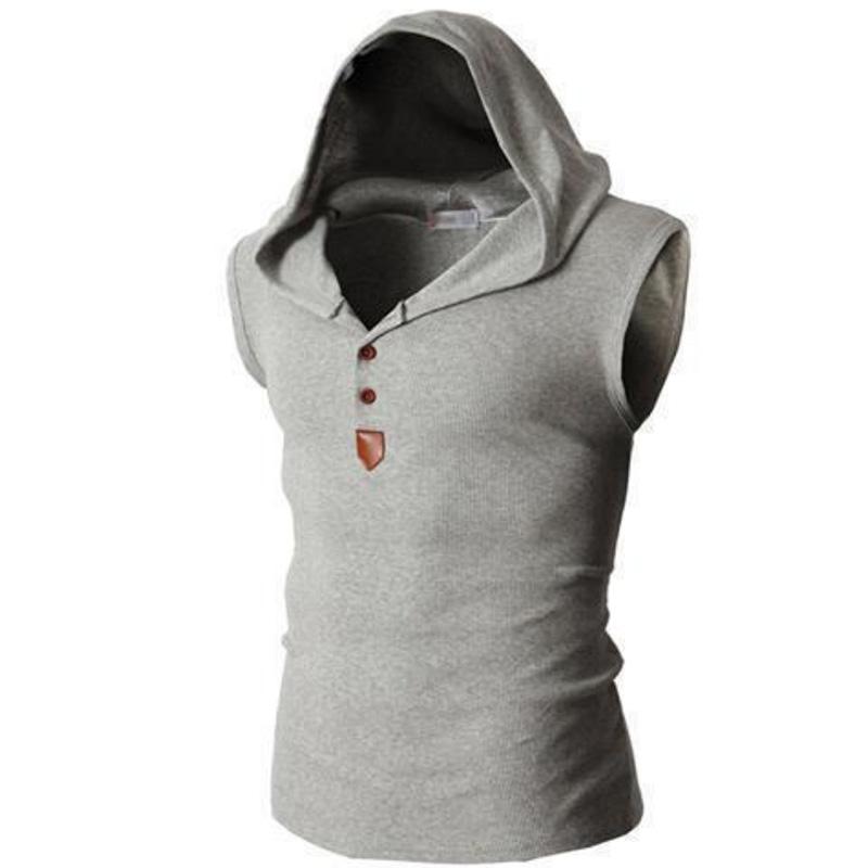 Summer Hooded Sports Vest Men's Waistcoat Sports Fitness Sweat Vest Men's Slim Stretch Sleeveless Vest