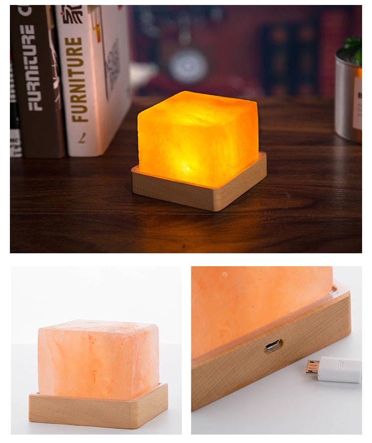 Himalayan Crystal Salt Table Lamp Mini Led Wooden Night Light Usb Desk Lamp Creative Bedside Lamp
