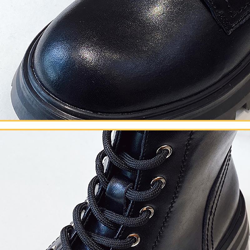 Martin Boots Female Summer and Autumn Cowhide Thick-soled Knight Short Boots British Style Retro Korean Motorcycle Boots