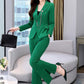 2PCS Women's Suits Spring Slim Fit and Age-reducing Business Suits Suit Collar Jacket + Flared Trousers Two-piece Set Wide Leg Pants Suit