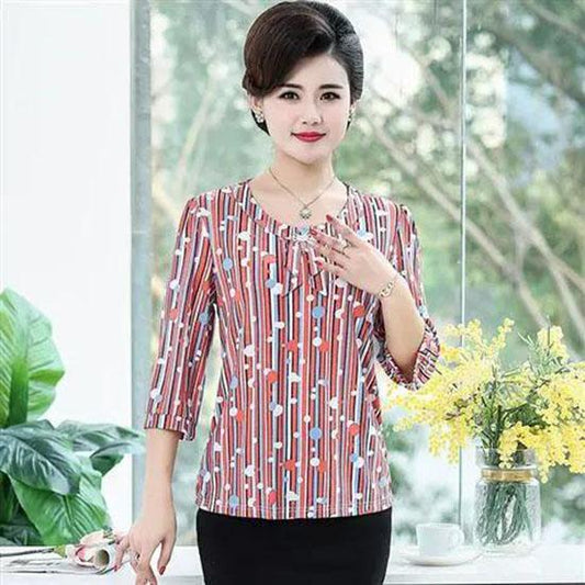 Women's Spring Summer Loose Tops Slim All-match Casual Printing Bottoming Shirt XL-XXXXXL Chiffon Large Size Thin Shirt