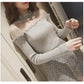Mesh Off Shoulder Sweater Ladies T-Shirt Spring Summer Sexy Lace Slim Fit Long Sleeve Knit Pullover Bottoming Top