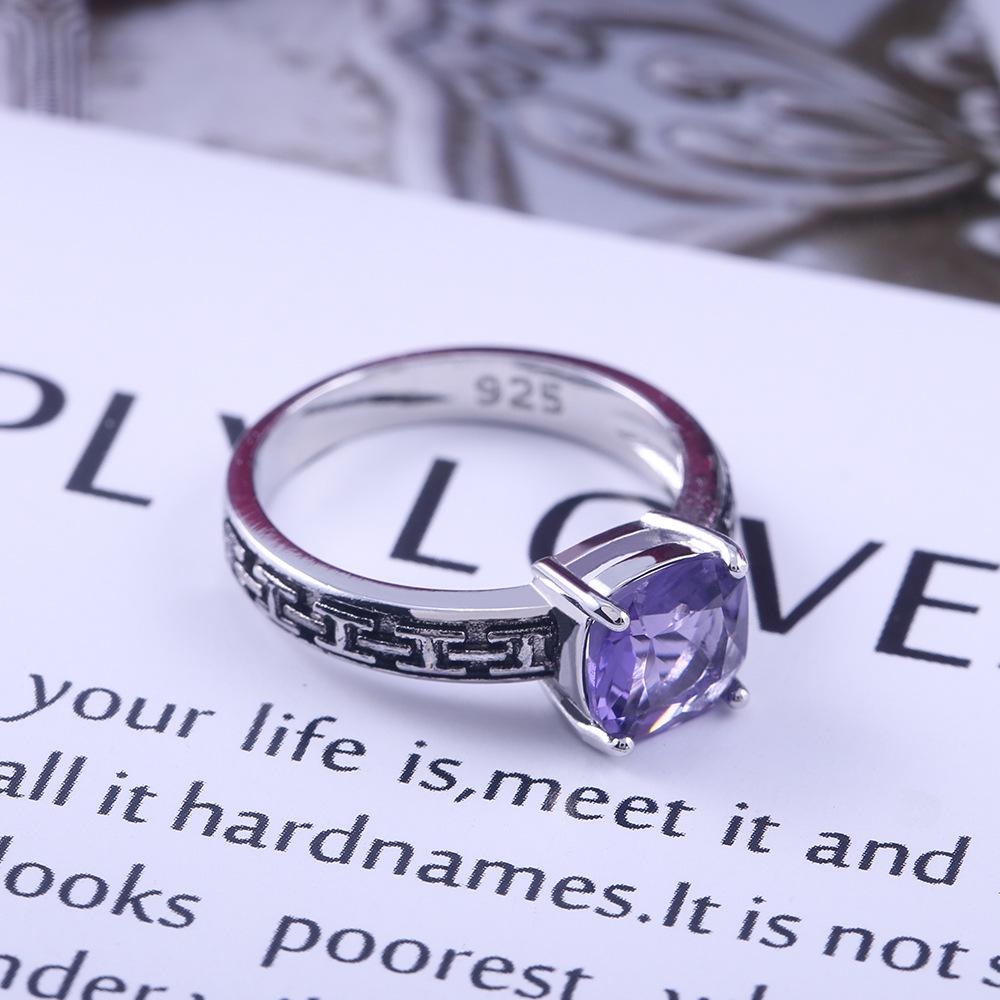 4 Kinds of Vintage Purple Zircon Ring Women Delicate Hollow Silver Ring Proposal Ring Valentine's Day Jewelry
