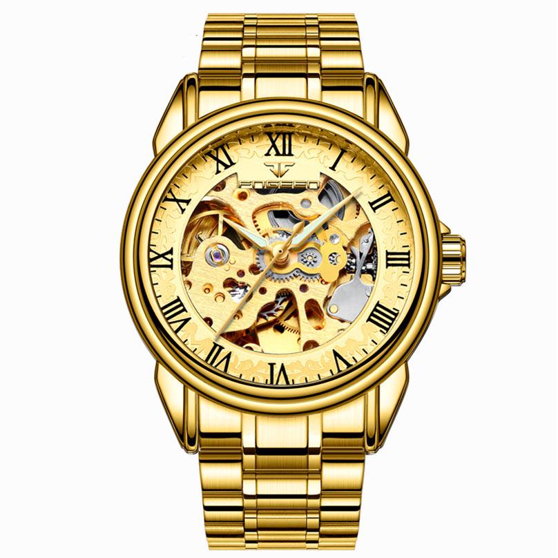 Watch Men Skeleton Automatic Mechanical Watch Gold Skeleton Vintage Mens Watch Top Brand Luxury