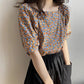 Chiffon Shirt Women's Foreign Style Small Retro Floral Cover Belly Student Top Loose Summer Korean New Short Sleeve
