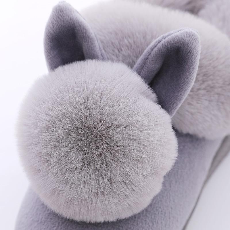 Autumn Winter Cotton Slippers Rabbit Ear Home Indoor Slippers Winter Warm Shoes Womens Cute Plus Plush Slippers 2021 New Fashion