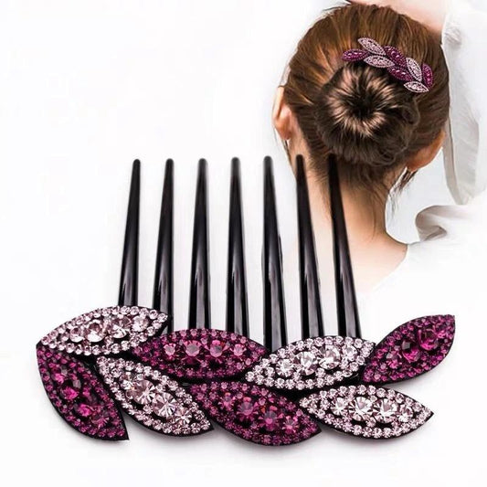 Diamond Leaf Hair Comb Insert Comb Hair Accessories Plate Hairball Head Drill Bit Flower Girl Hairpin Mother Headdress Shiny Hairpin