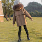 Girls' Winter Wear Faction Overcomes Thick and Fleece Mid-length Large Fur Collar Coat Warm Jacket
