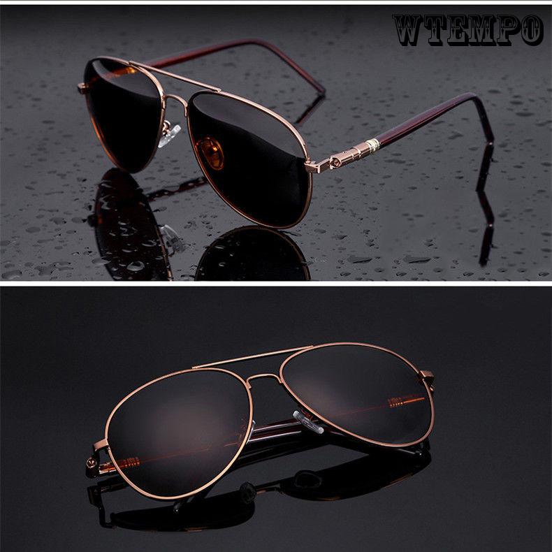 WTEMPO Men Aviation Metal Oversized Spring Leg Alloy Polarized Pilot Male Sun Glasses Driving