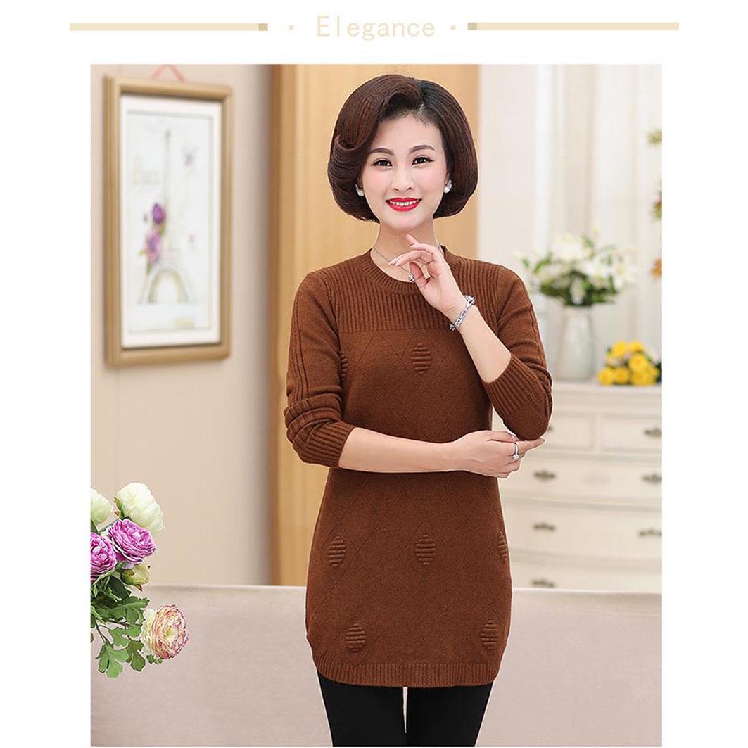 Long sleeve Thick Plus Velvet Sweater Women's Mid-length Loose-Fit Large Size Pullover Knit