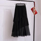 Elegant Floral Print Chiffon Skirts Women Summer A Line Pink Streetwear High Waist Ladies Midi Skirt