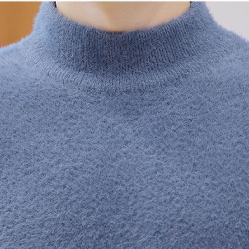 Winter Half Turtleneck Sweater Warm and Windproof Comfortable Men's Korean Style Slim Velvet Base Sweater