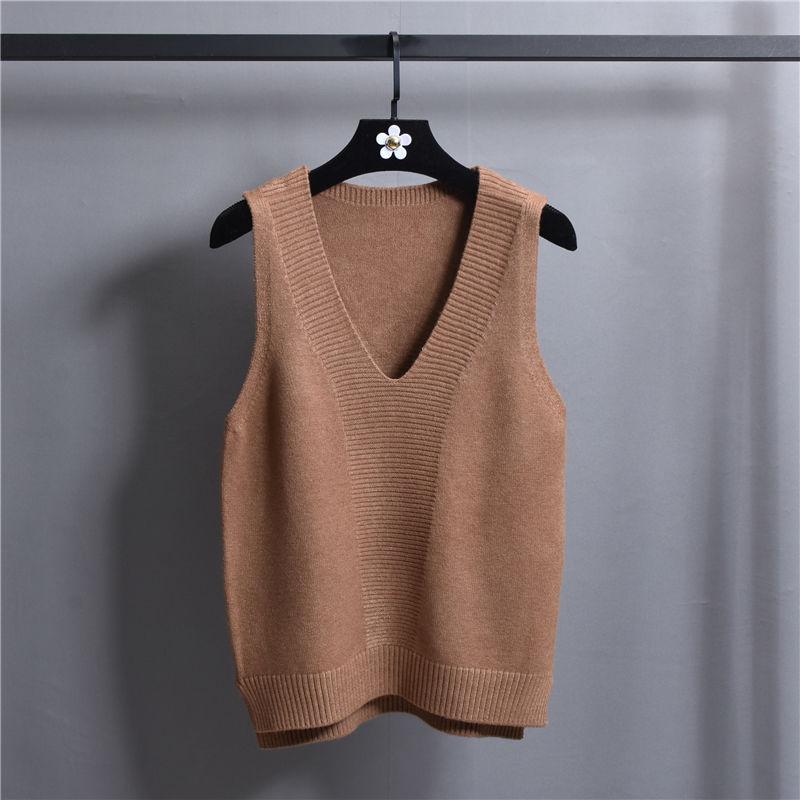 Autumn and Winter Short Loose Bottoming Shirt Waistcoat All-match V-neck Sweater Fashion Sleeveless Women's Vest