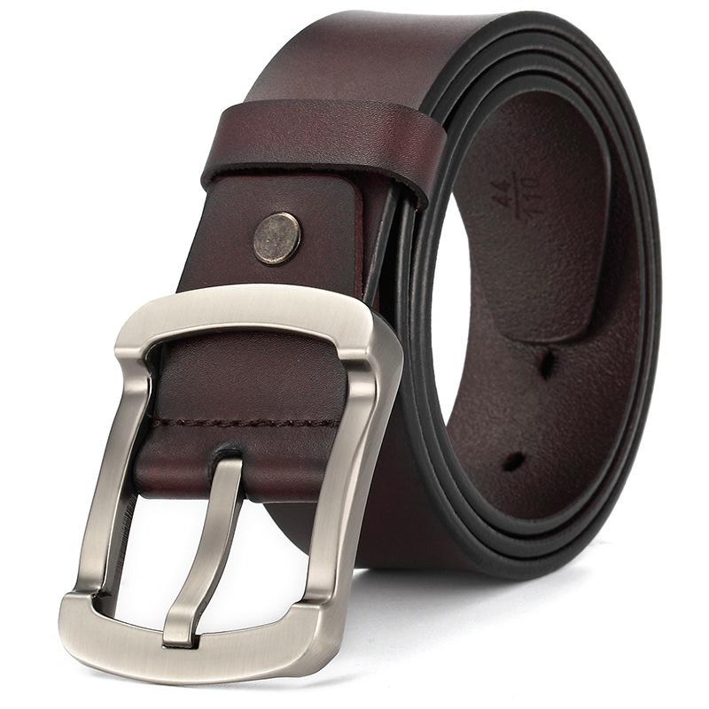 Men Waistband Casual Dress Leather Pin Metal Buckle Belt Black Brown Strap