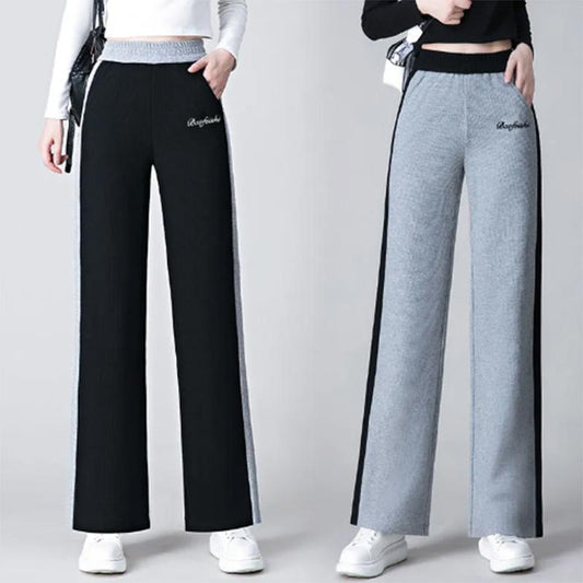 Wide Leg Pants Women's High Waist Casual Sweatpants Spring and Autumn Straight Pants Waffle Loose Sweatpants