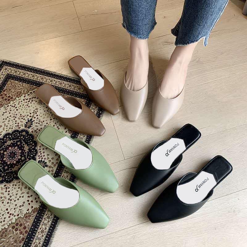 Korean Fashion Half Slippers Female Summer Wear Baotou Net Red Chic Lazy Single Shoes Wild One Pedal Female Slippers