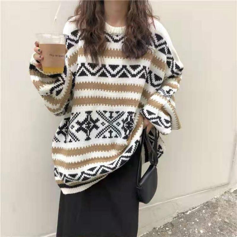 Autumn and Winter Long-sleeved Korean Sweater Loose Round Neck Female Wild Sweater