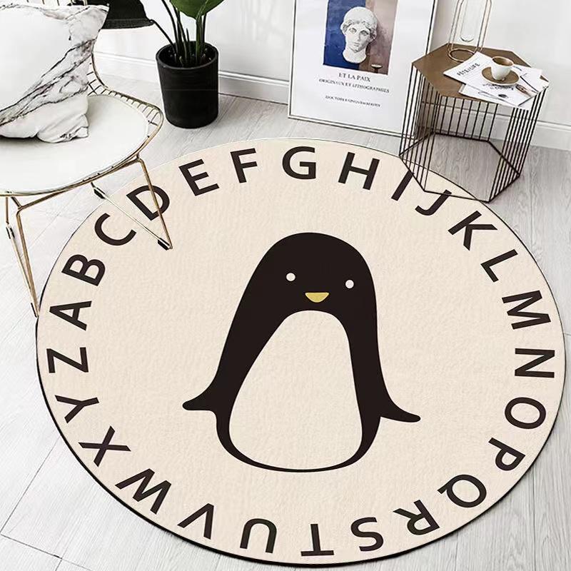 Round Carpet Imitation Cashmere Living Room Bedroom Thickened KA Animal Pattern Bedside Blanket Retro Tea Blanket