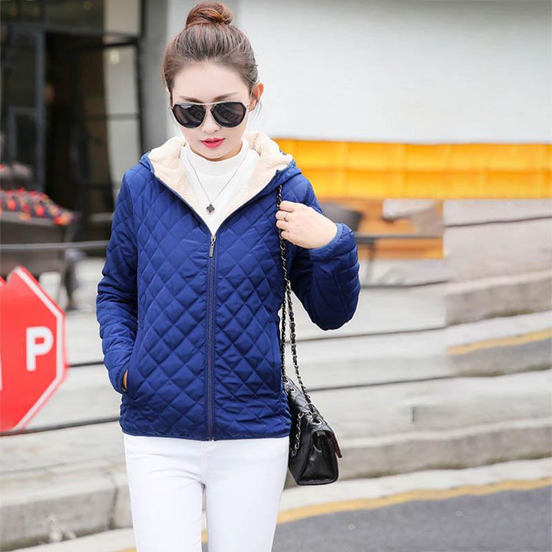 Winter Cotton-padded Jacket Women's Short Light Thin Padded Jacket Plus Cashmere Casual Cotton-padded Jacket Women's Lamb-like Wool Coat