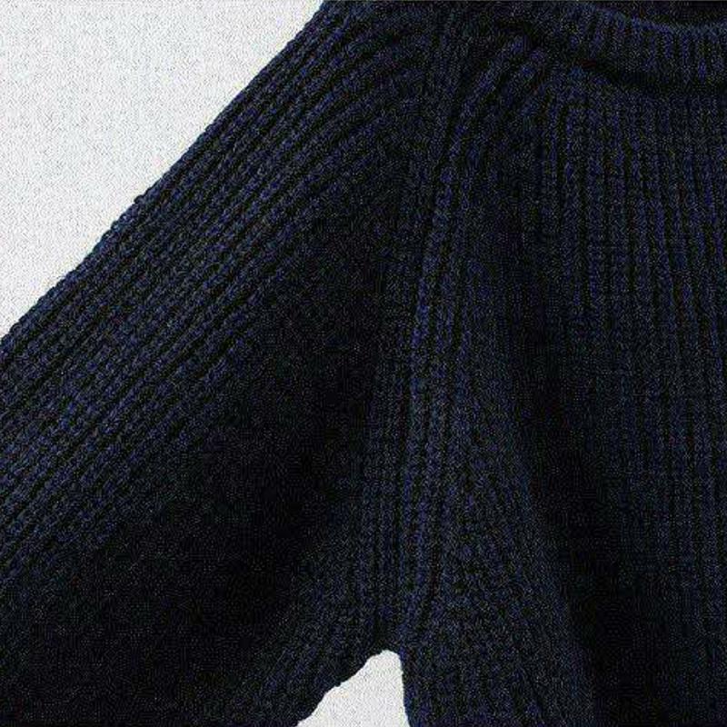 Long Sleeve White Cuffs Knitted Shirt O-Neck Loose  Blouse Simple Color Christams