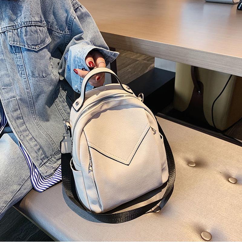 Women's Backpack Soft PU Leather Casual Multilayer Large Capacity College High Quality Shopping Travel School Satchel