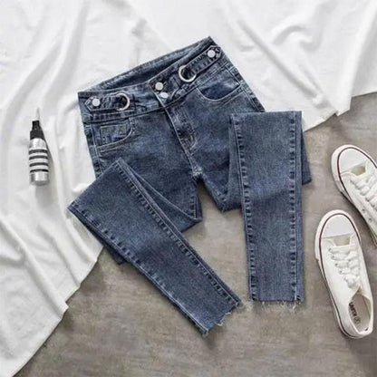 Women's Jeans Spring and Autumn Skinny Pants High Waist Elastic Pencil Pants Ninth Pencil Pants Slim Pants