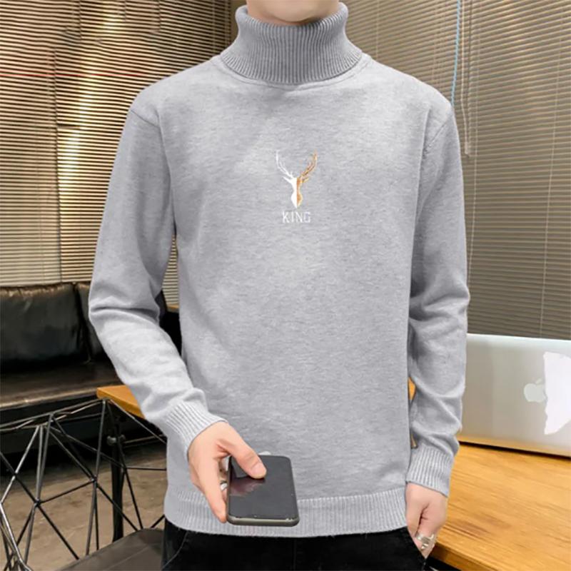 Sweater Men's High Collar Plus Velvet Thickening Youth Warmth Trend All-match Autumn and Winter