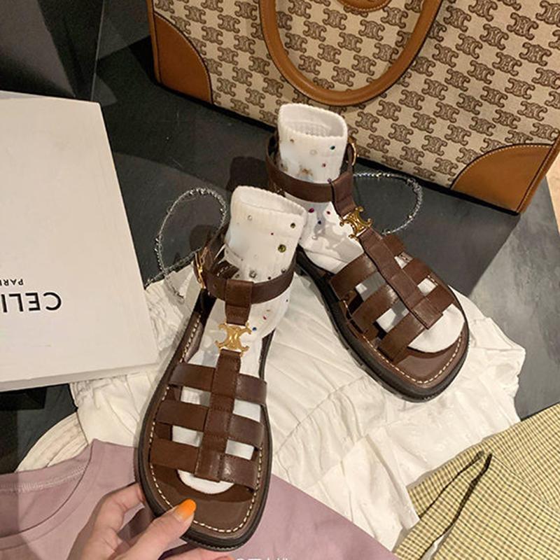 Sandals Women's Summer Flat Bottom High-end Retro Thick Bottom Ladies Sports Woven Sandals
