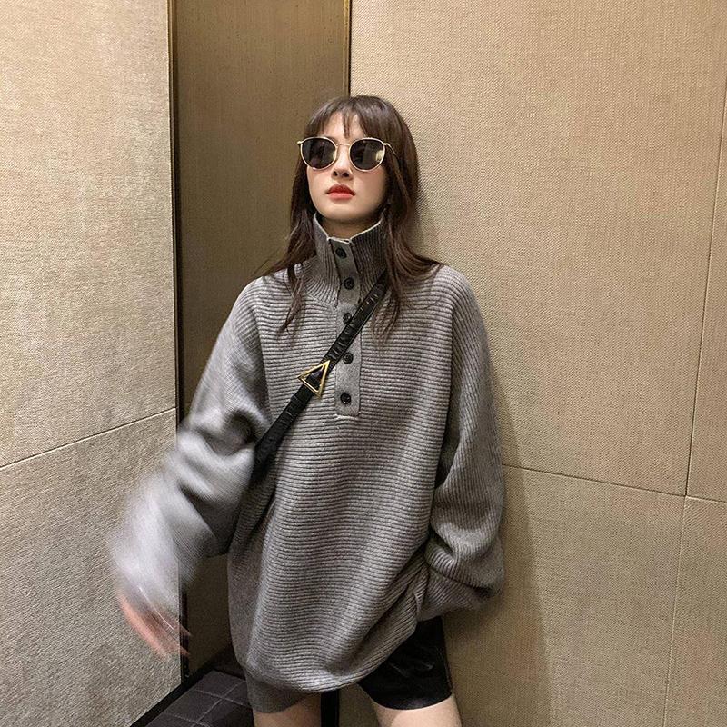 Autumn Winter High Neck Pullover Mid-length Sweater Jacket Women Korean Version Loose Outer Wear Winter Thick Sweater