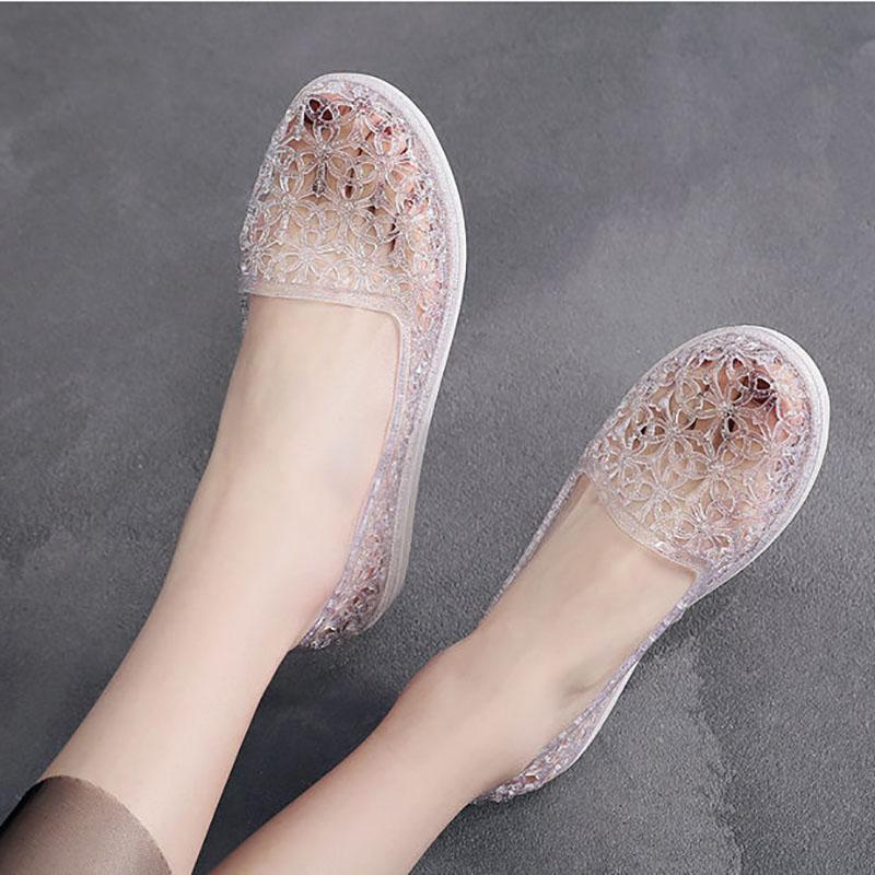 Female Crystal Hole Thick-soled Soft Home Nurse Dancing Beach Female Drag Sandals Summer