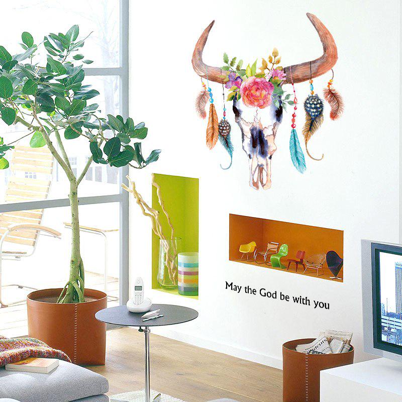 [sticker ]New Cartoon Hand -Painted Horns Feathers Wall Stickers For Kids Rooms Nursery Children De