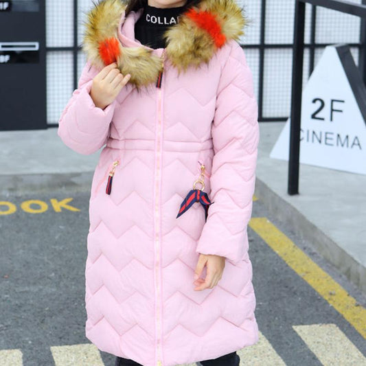 Children's Clothing Girls Winter Padded Jacket Mid-length Thickened Over The Knee Down Jacket Children's Jacket Trendy Fashion Top