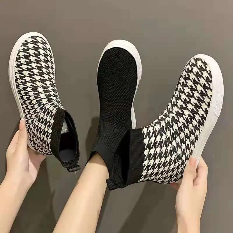 Women's Shoes Autumn and Winter High-top Sports Casual Shoes Plus Velvet Warm and Comfortable Elastic Socks Boots