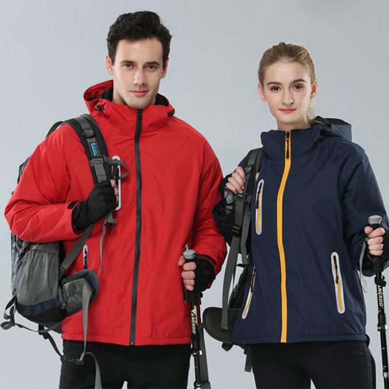 Winter Hooded Jackets Windproof Wearable Mountaineering Jacket Plus Fleece Thicken Warm Waterproof Ski Jacket Outdoor Sports