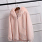 Fall/winter Hooded Pocket Sweater Loose Long-sleeved Furry Coat Solid Color Zipper Non-fading Top