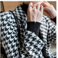 Houndstooth Woolen Coat Thick Loose Autumn Winter Coat Women Thicken Slim Pea Coat
