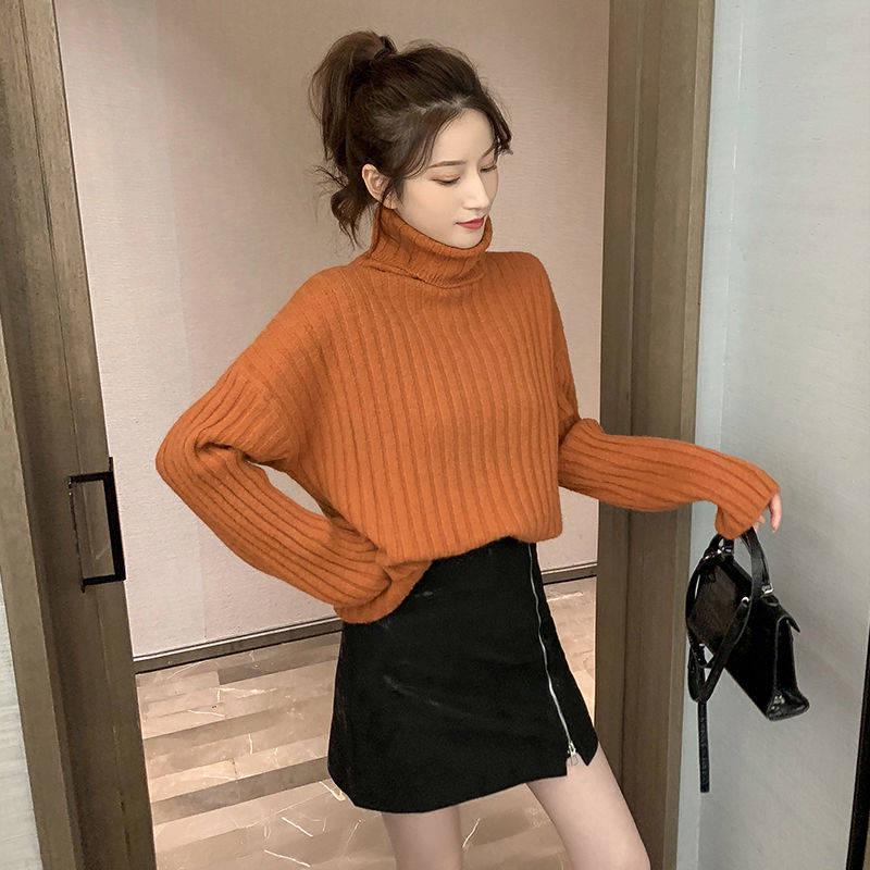 Winter Women's Sweater Loose Turtleneck Long-sleeved Knitted Pullover Thickened Sweater